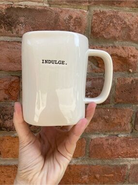 Rae Dunn Cream Mug with Black 'INDULGE.' Text